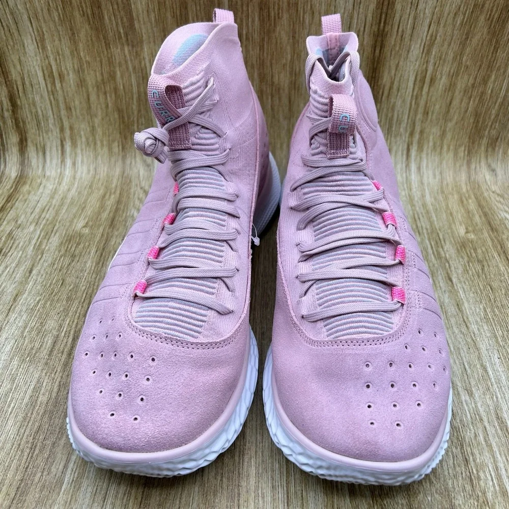 Under Armour Curry 4 FloTro Men's 15 Pink Basketball Shoes Suede‎ 3024861-600